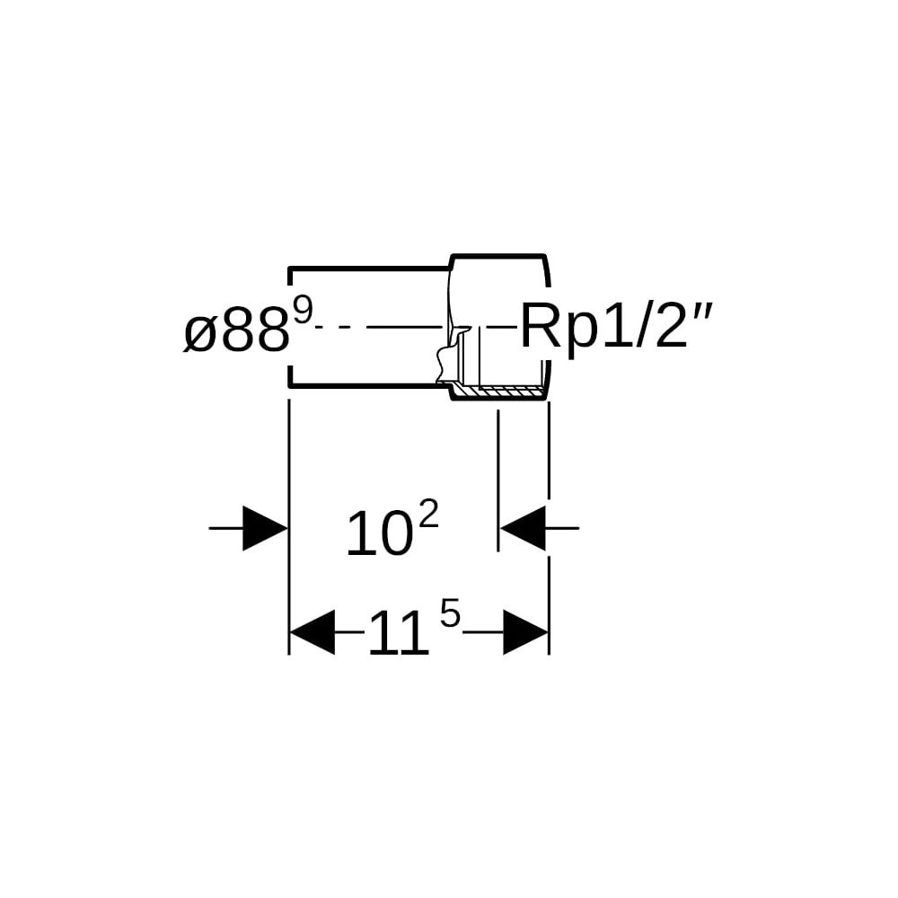 Geberit Mapress C-Stahl Übergang mit Innengewinde, Einschubende d 88.9mm, Rp 1/2″... GEBERIT-21920 4024723219200 (Abb. 5)