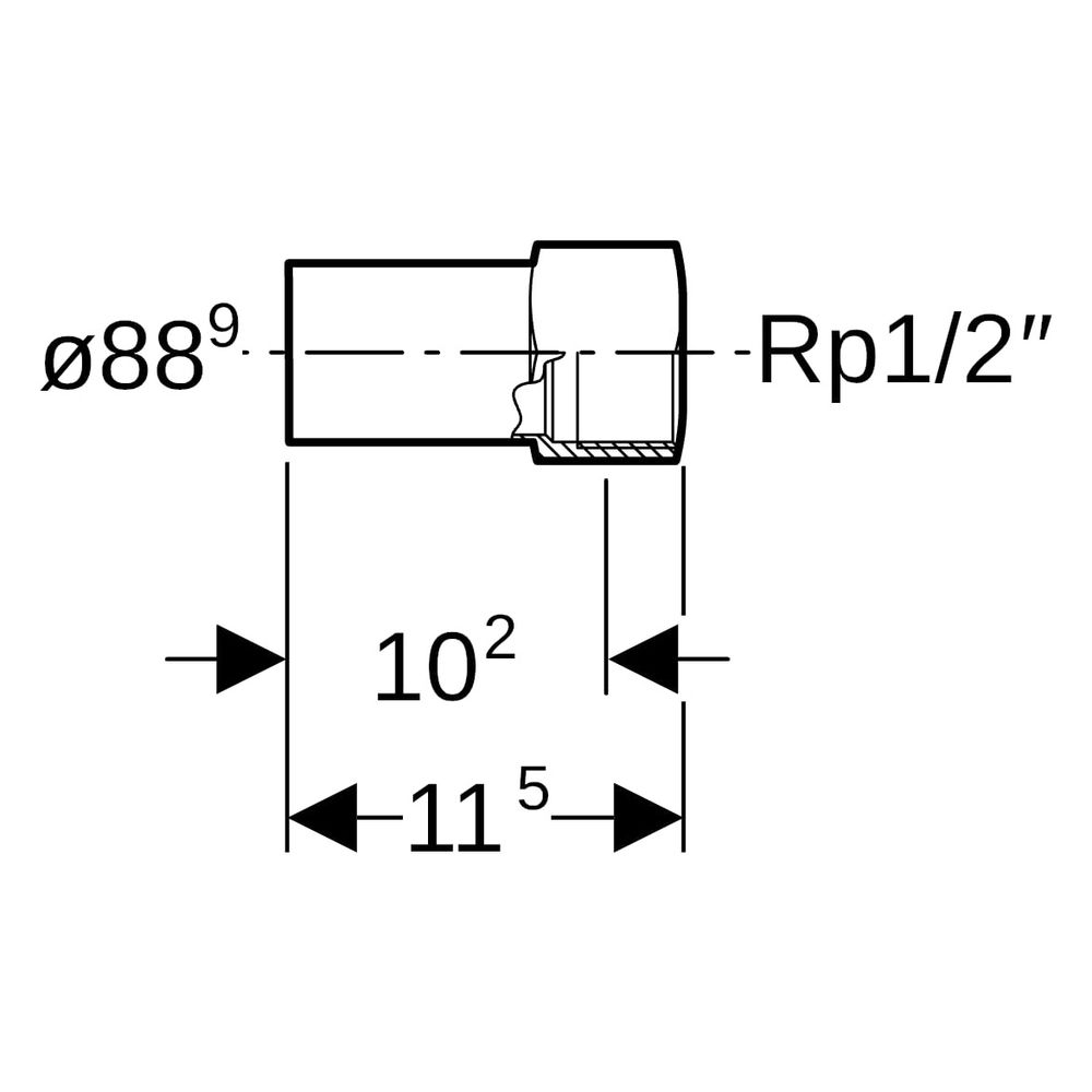 Geberit Mapress C-Stahl Übergang mit Innengewinde, Einschubende D 88,9mm, Rp 1/2"... GEBERIT-21920 4024723219200 (Abb. 6)