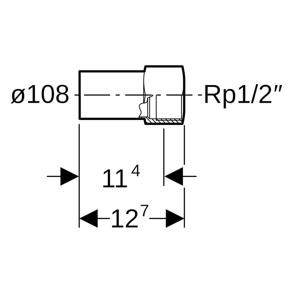 Geberit Mapress C-Stahl Übergang mit Innengewinde, Einschubende D 108mm, Rp 1/2"... GEBERIT-21922 4024723219224 (Abb. 6)