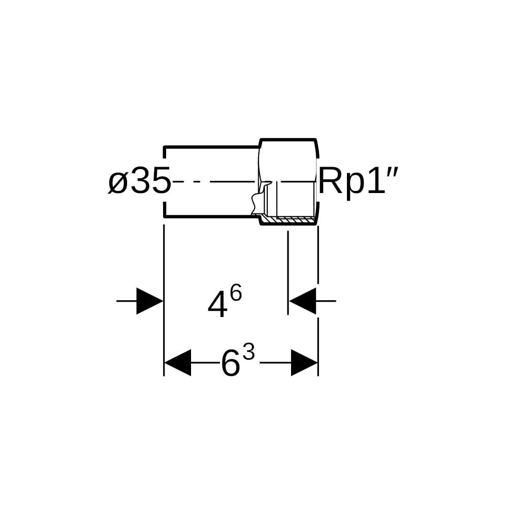 Geberit Mapress Kupfer Übergang mit Innengewinde, Einschubende, d 35mm, Rp 1″, Rotguss b... GEBERIT-63564 4024723635642 (Abb. 5)