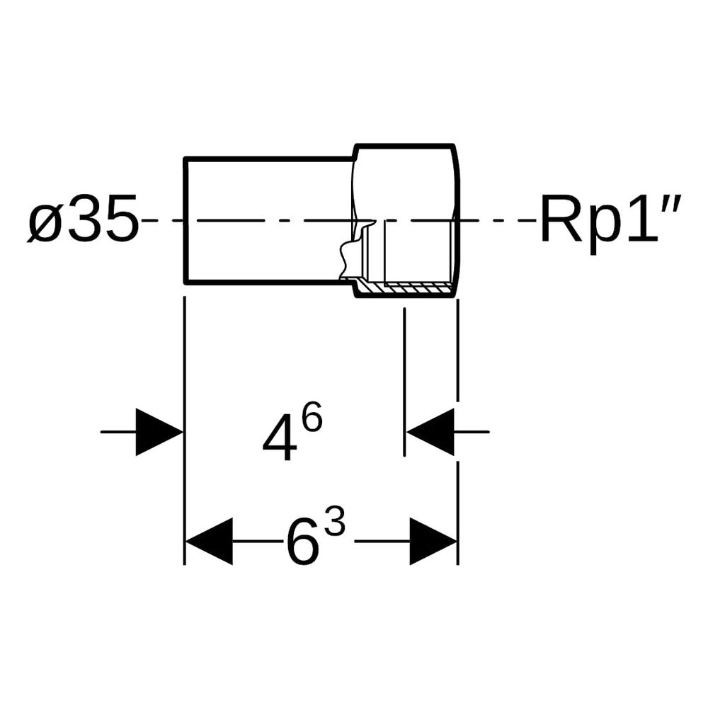 Geberit Mapress Kupfer Übergang mit Innengewinde, Einschubende, D 35mm, Rp 1", Rotguss b... GEBERIT-63564 4024723635642 (Abb. 6)