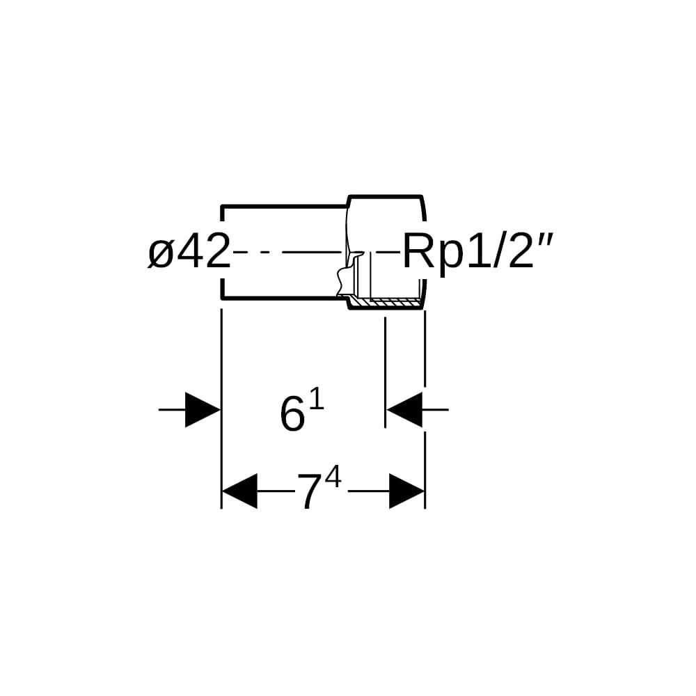 Geberit Mapress Edelstahl Übergang mit Innengewinde und Einschubende d 42mm, Rp 1/2″... GEBERIT-33852 4024723338529 (Abb. 5)
