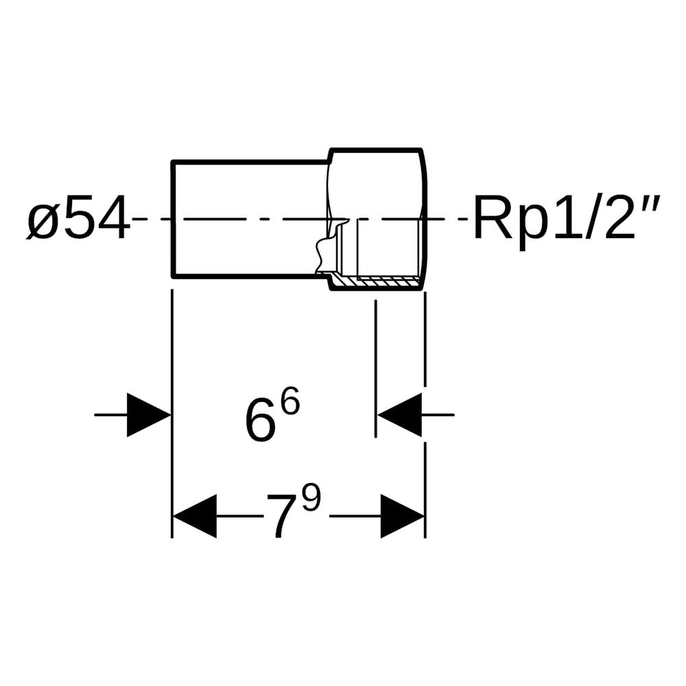 Geberit Mapress Edelstahl Übergang mit Innengewinde und Einschubende D 54mm, Rp 1/2"... GEBERIT-33854 4024723338543 (Abb. 6)