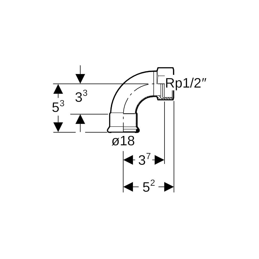 Geberit Mapress C-Stahl Übergangsbogen 90 Grad mit Innengewinde d 18mm, Rp 1/2″... GEBERIT-20555 4024723205555 (Abb. 5)