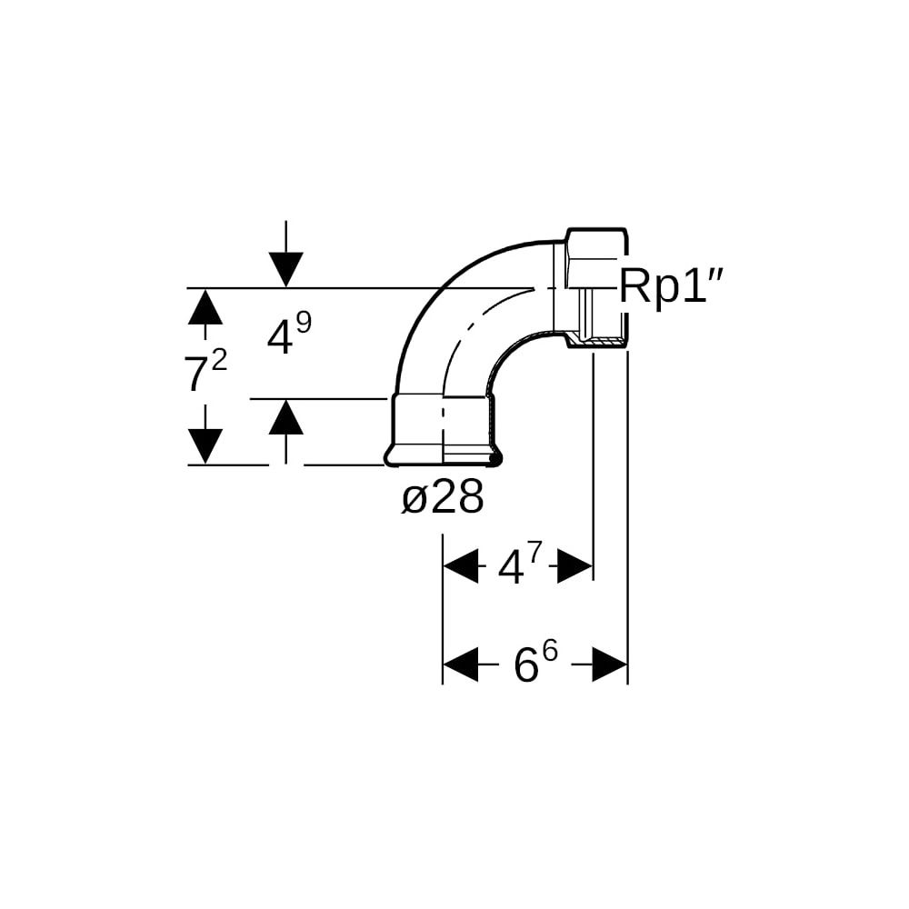 Geberit Mapress C-Stahl Übergangsbogen 90 Grad mit Innengewinde d 28mm, Rp 1″... GEBERIT-20559 4024723205593 (Abb. 5)