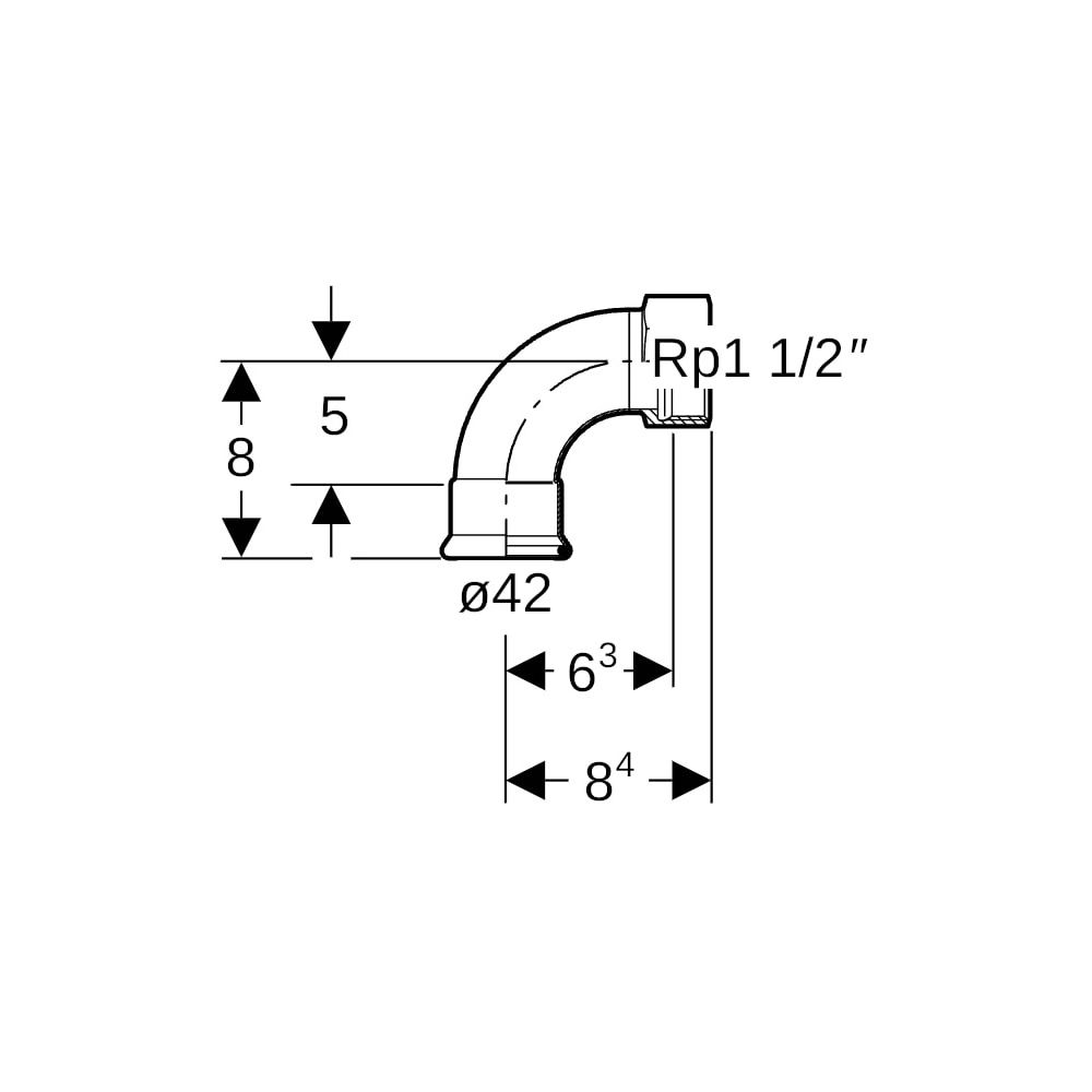 Geberit Mapress C-Stahl Übergangsbogen 90 Grad mit Innengewinde d 42mm, Rp 1 1/2″... GEBERIT-20561 4024723205616 (Abb. 5)