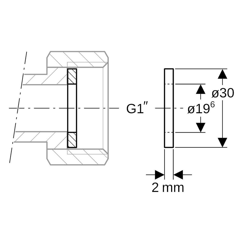 Geberit Mapress Flachdichtung FPM AD 30mm, ID 19,6mm, s 2mm, G 1", Grün... GEBERIT-90094 4024723900948 (Abb. 6)