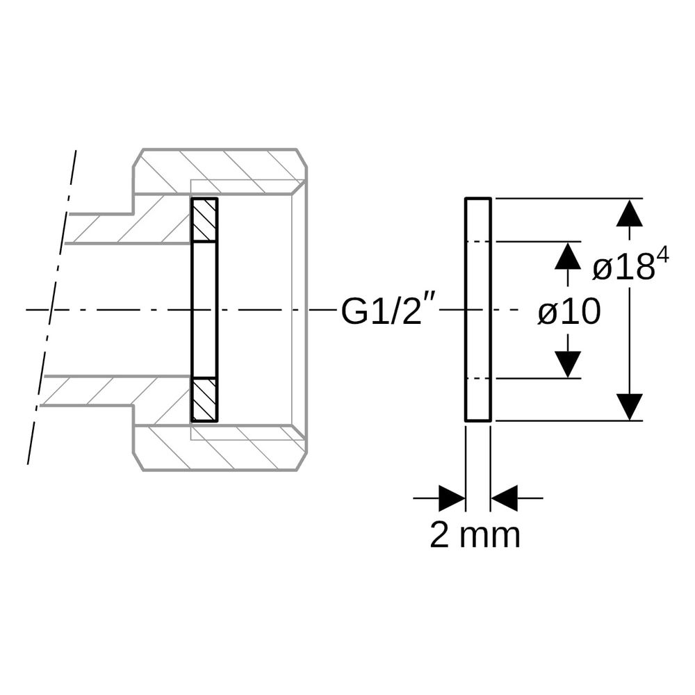 Geberit Mapress Flachdichtung Faserverbundwerkstoff AD 18,4mm, ID 10mm, s 2mm, G 1/2... GEBERIT-600079001 4064746014246 (Abb. 5)