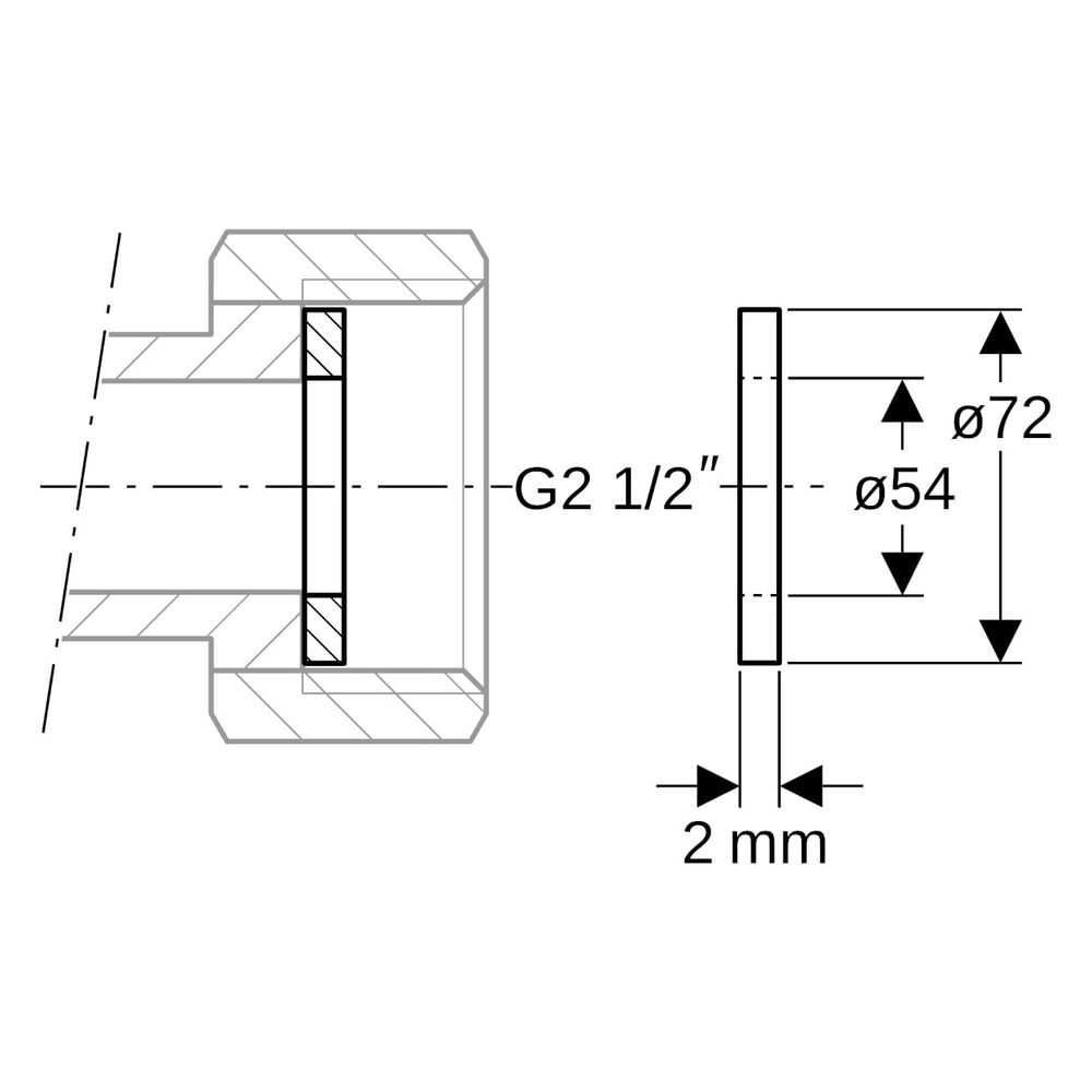 Geberit Mapress Flachdichtung Faserverbundwerkstoff AD 72mm, ID 54mm, s 2mm, G 2 1/2... GEBERIT-600091001 4064746014475 (Abb. 5)
