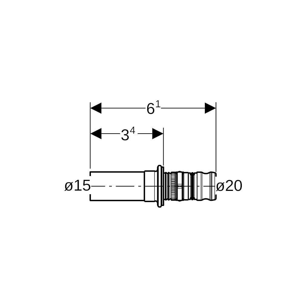 Geberit Mepla Übergang auf Geberit Mapress, mit Einschubende, d 20mm, d1 15mm, Rotgu... GEBERIT-602507005 4025416674665 (Abb. 5)