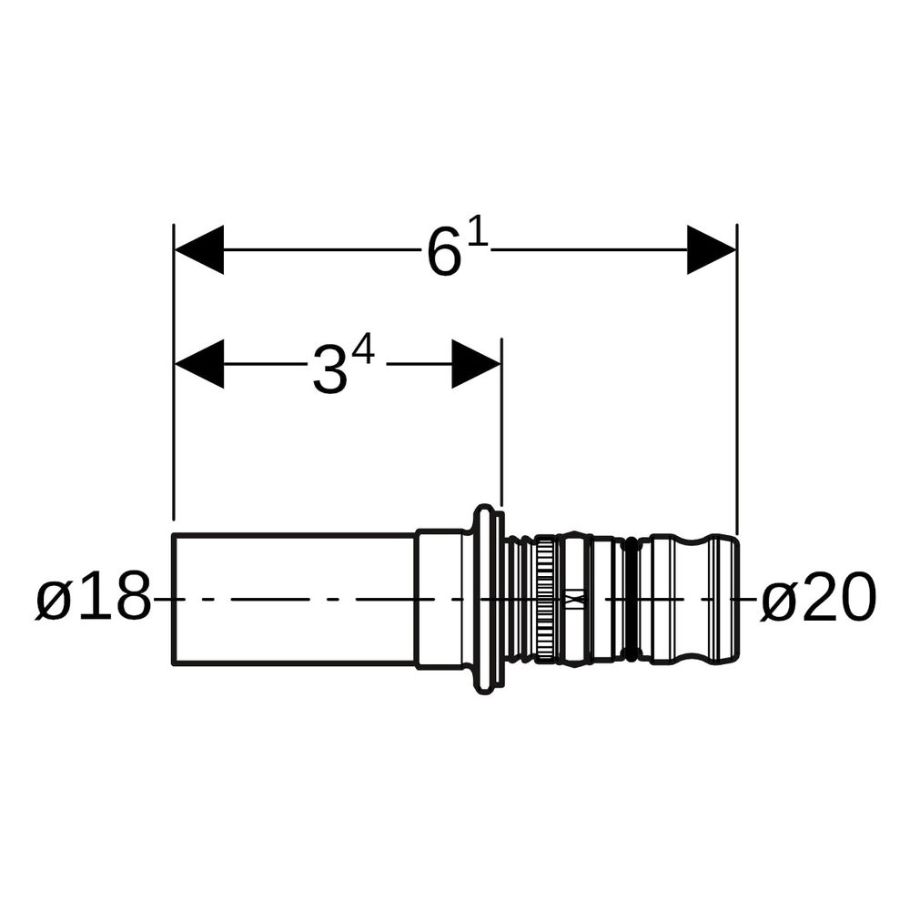 Geberit Mepla Übergang auf Mapress, mit Einschubende, D 20mm, D1 18mm, Rotguss bleif... GEBERIT-602508005 4025416813750 (Abb. 7)