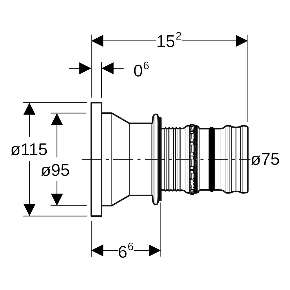 Geberit Bund mit Pressnippel, für Mepla Losflanschen PN 6, PN 10/16, D 75mm, AD 95mm... GEBERIT-608520005 4025416809265 (Abb. 7)