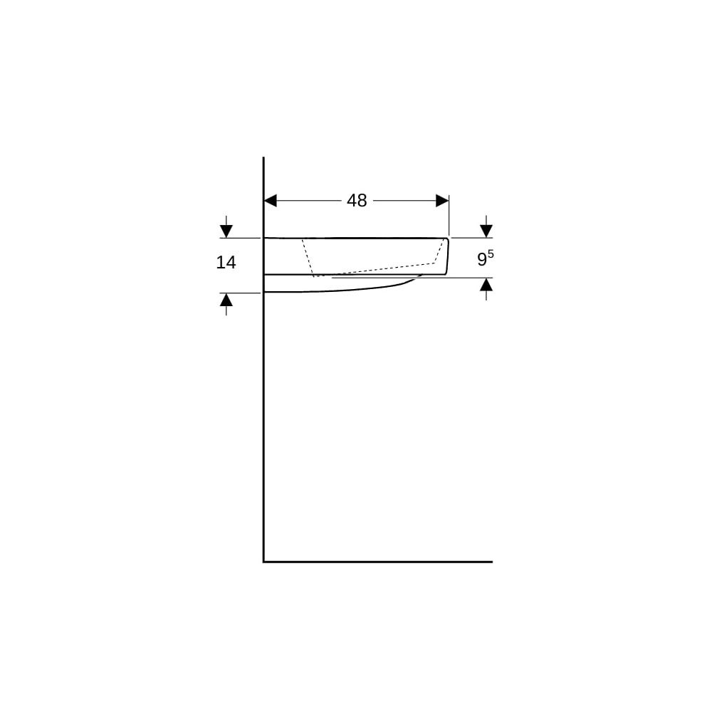 Geberit ONE Waschtisch Abgang horizontal Ablagefläche links 90cm T 48cm o. ohne Hahn... GEBERIT-505044001 4025410593955 (Abb. 9)