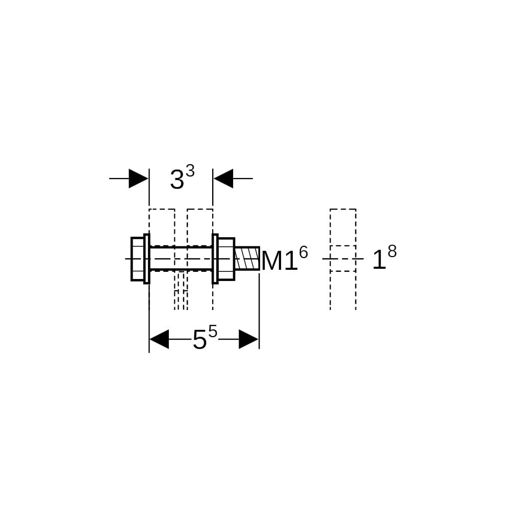 Geberit Set Schraube für Flanschverbindung, aus Chrom-Nickel-Stahl M 16mm, Länge 5,5cm... GEBERIT-91169 4024723911692 (Abb. 5)