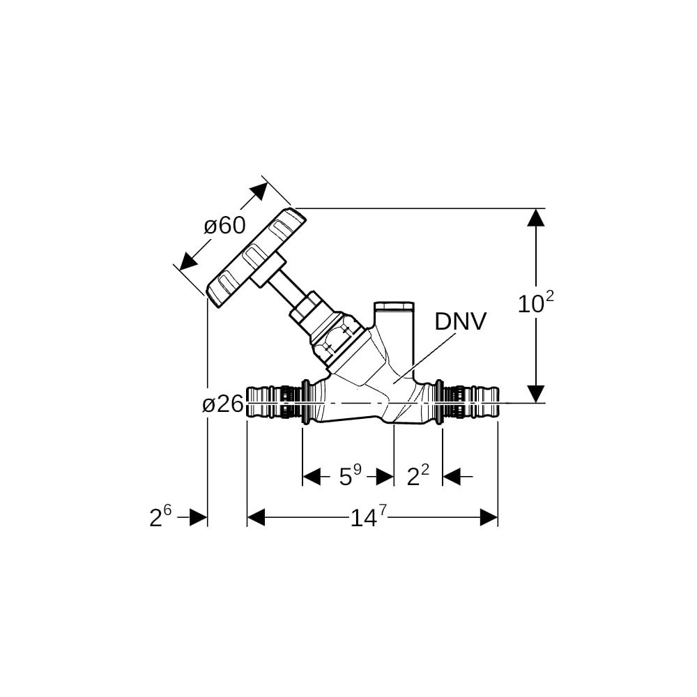 Geberit Mepla Schrägsitz-Absperrventil, d 26mm, PN 10 bar, Rotguss... GEBERIT-603032001 4025416710110 (Abb. 5)