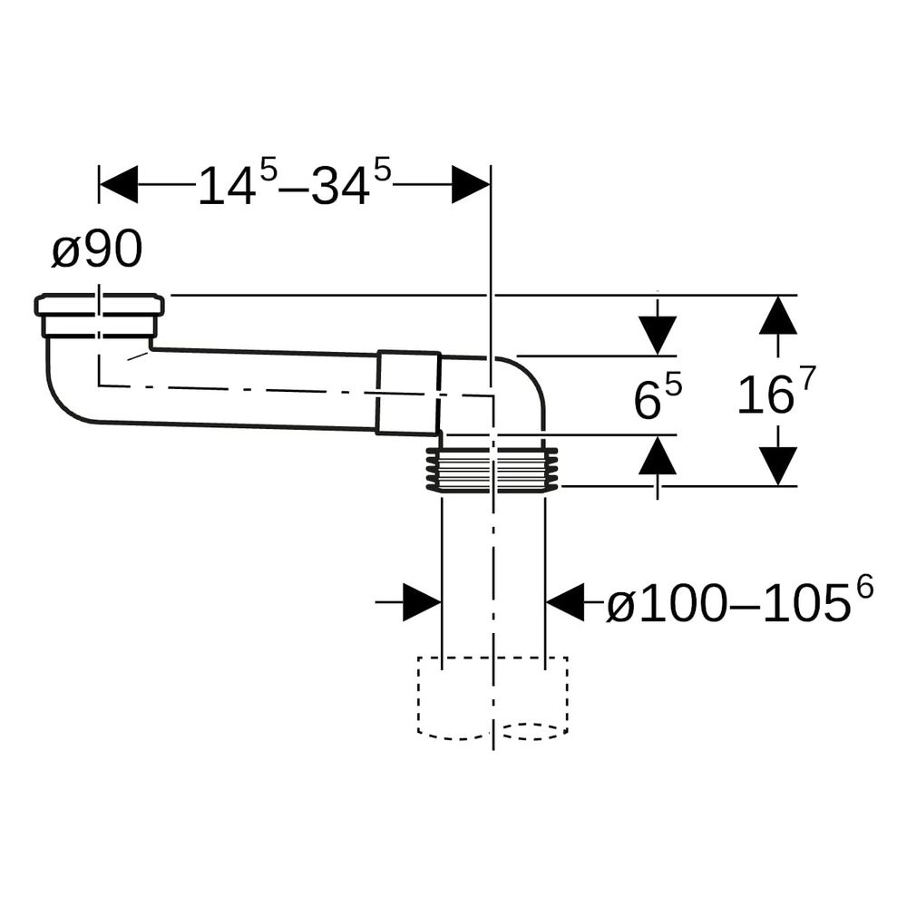 Geberit Versprungbogen, DN 90, 90x100-105,6mm, 14,5-34,5cm, PVC, Grau, 388350291... GEBERIT-388350291 4025416758488 (Abb. 7)