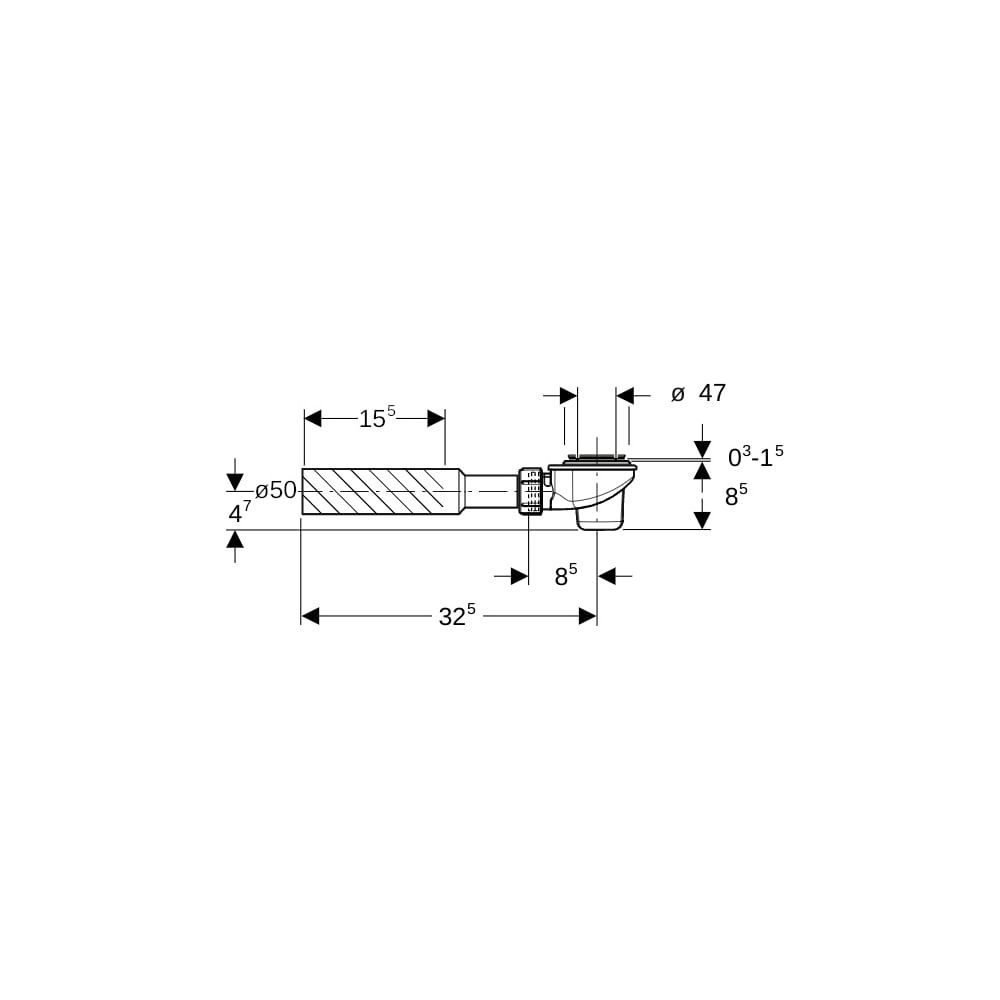 Geberit Duschwannenablauf d 52mm, Anschlussbogen, d 50mm... GEBERIT-150698001 4025416761020 (Abb. 7)