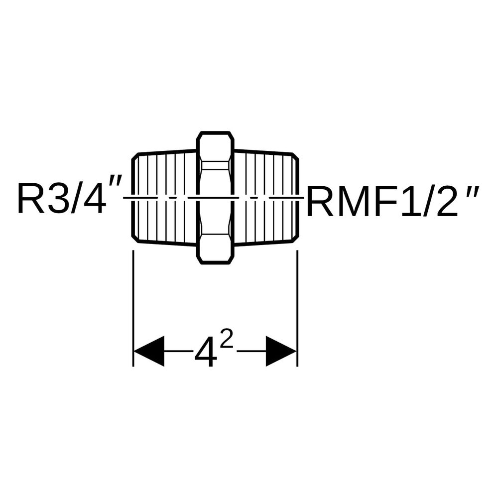 Geberit Übergang mit Außengewinde MF 1/2", Außengewinde, RMF 1/2", R 3/4", Rotguss b... GEBERIT-632008001 4025416307495 (Abb. 6)