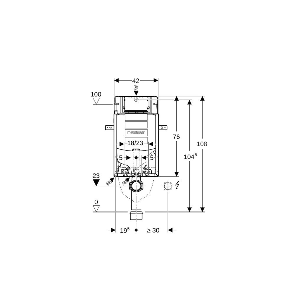 Geberit Kombifix Element für Wand-WC 108cm, mit Sigma Unterputzspülkasten 12cm, für ... GEBERIT-110367005 4025416933953 (Abb. 7)