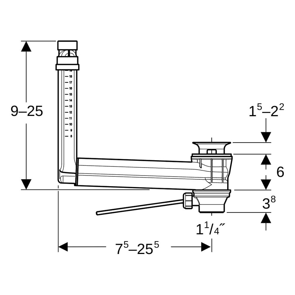 Geberit Clou Waschbeckenanschluss mit Hebelbetätigung Außendurchmesser 32mm... GEBERIT-152018001 4025416729761 (Abb. 7)