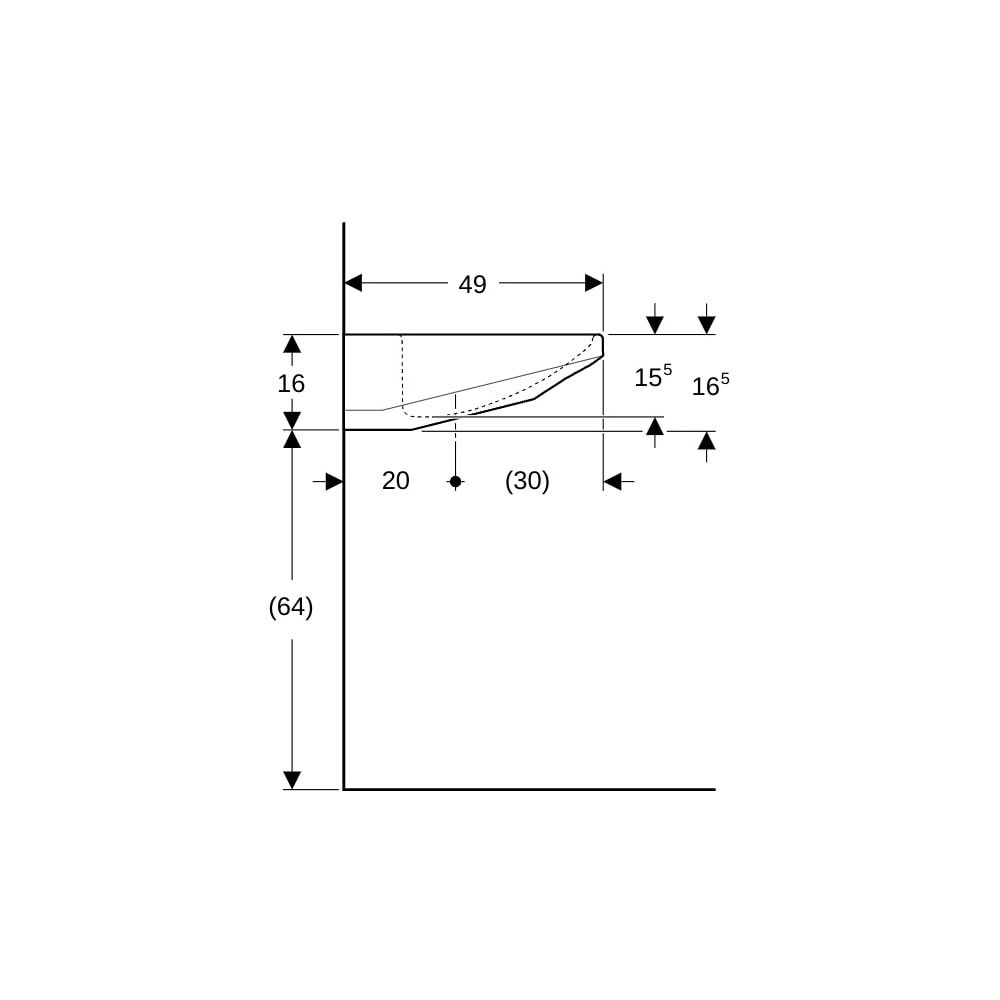 Geberit Paracelsus Waschtisch, Breite 64cm, Tiefe 49cm, ohne Hahnloch, ohne Überlauf... GEBERIT-251060600 4022009221749 (Abb. 9)