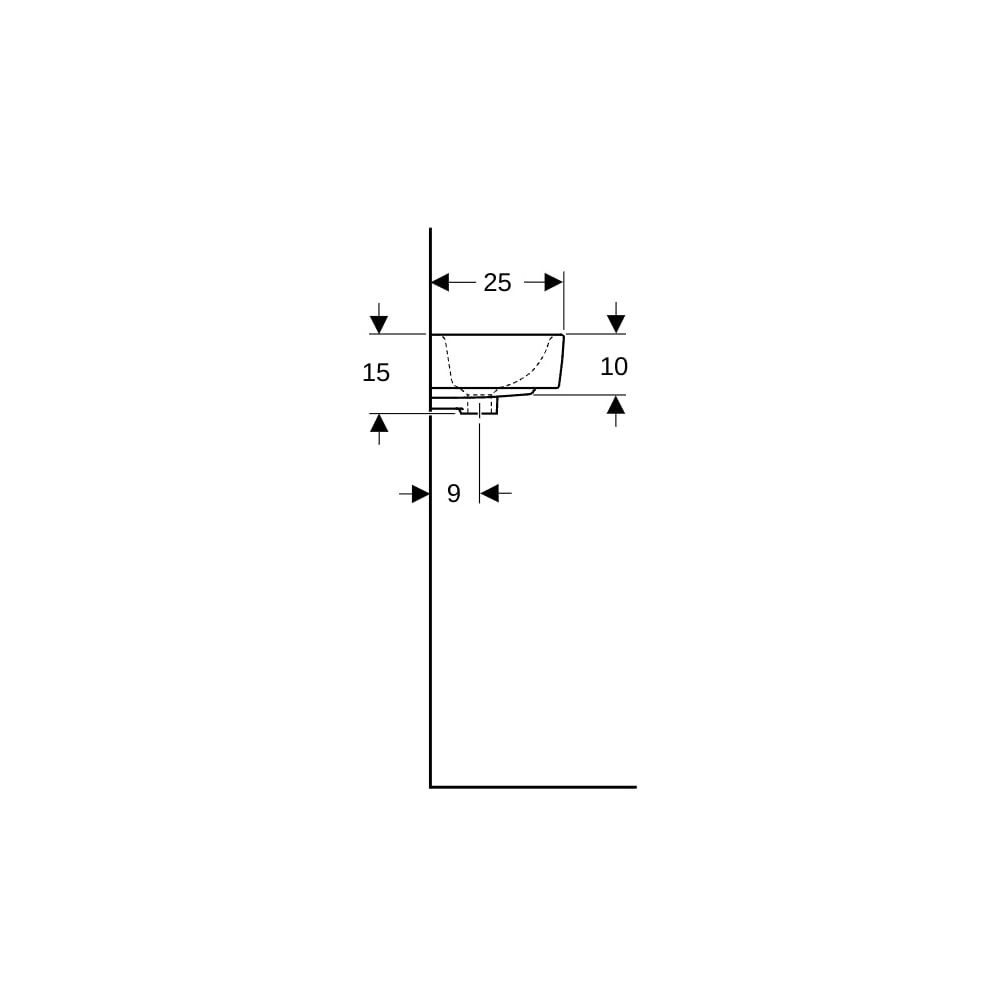 Geberit Renova Compact Handwaschbecken verkürzte Ausladung, mit Ablagefläche 40x15x2... GEBERIT-272143600 4022009273991 (Abb. 9)