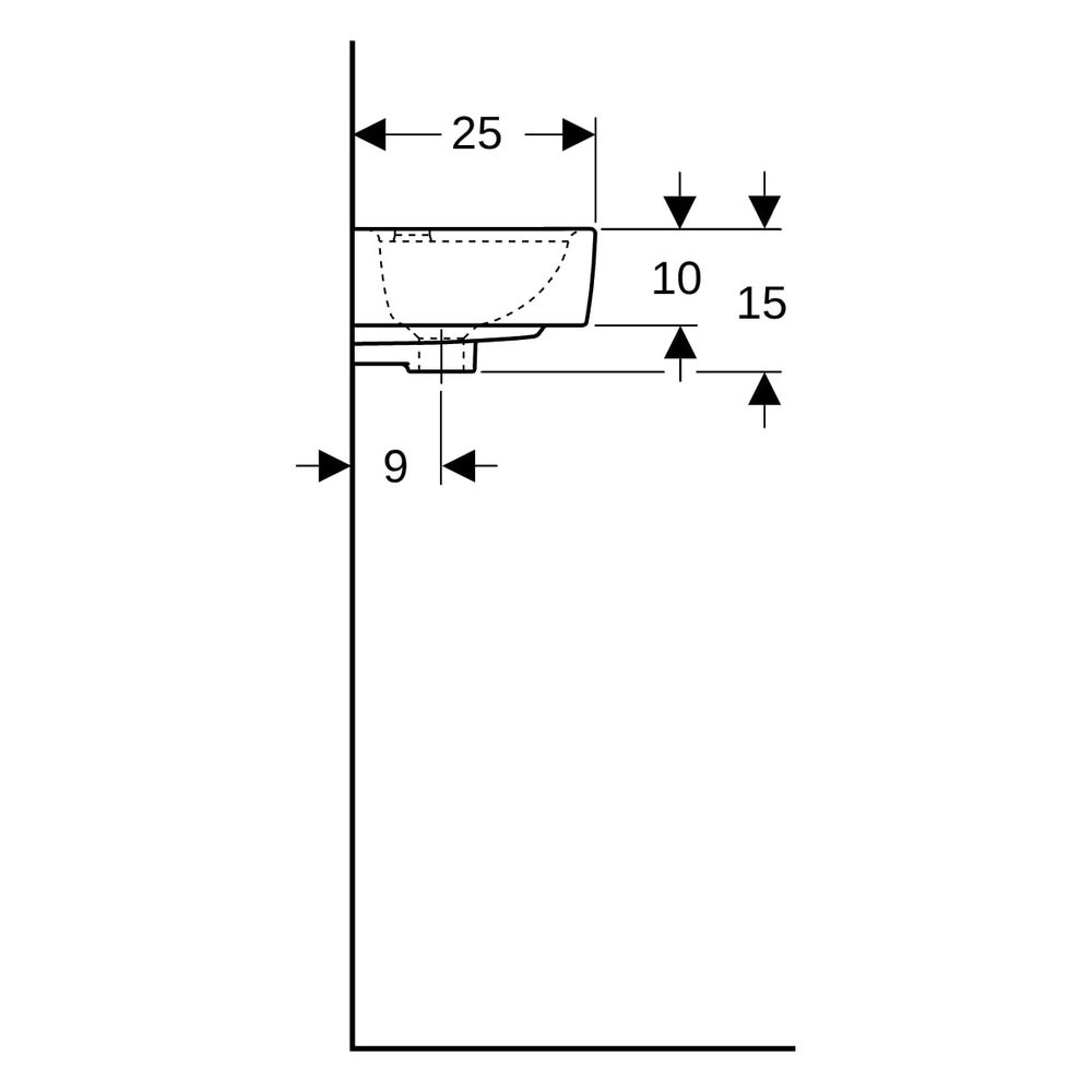 Geberit Renova Compact Handwaschbecken verkü. Ausladung, mit Ablagefläche 40x15x25c... GEBERIT-272140600 4022009273694 (Abb. 13)