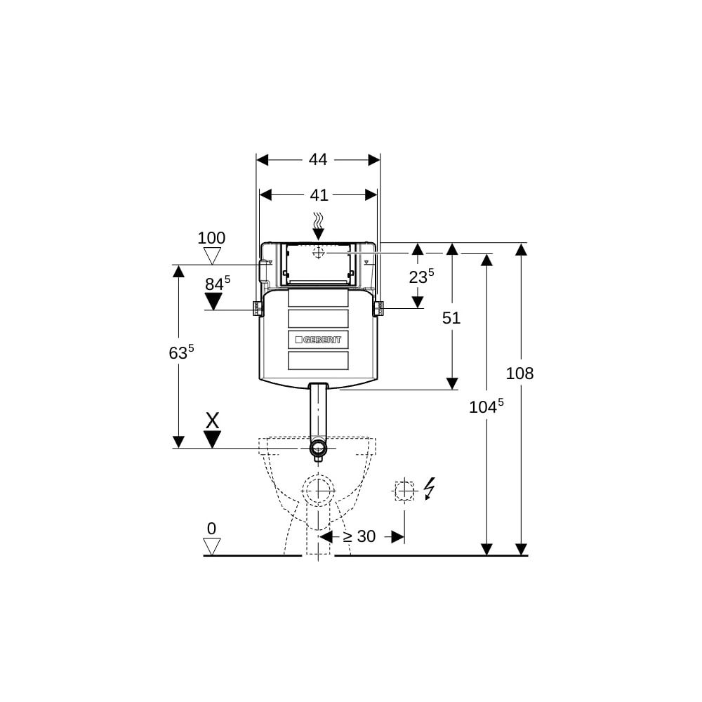Geberit Sigma Unterputzspülkasten 12cm, 6 oder 3 Liter, Spülbogen gesteckt, mit Betä... GEBERIT-109302005 4025416724995 (Abb. 6)