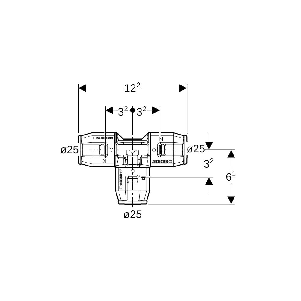 Geberit PushFit T-Stück egal Außendurchmesser 25mm... GEBERIT-652310001 4025416709121 (Abb. 5)