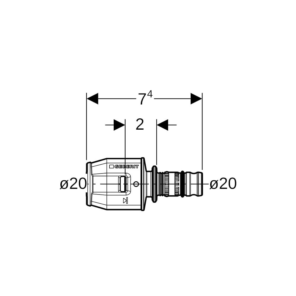 Geberit PushFit Übergang auf Geberit Mepla PVDF, d 20mm, d1 20mm... GEBERIT-651672001 4025416760634 (Abb. 5)