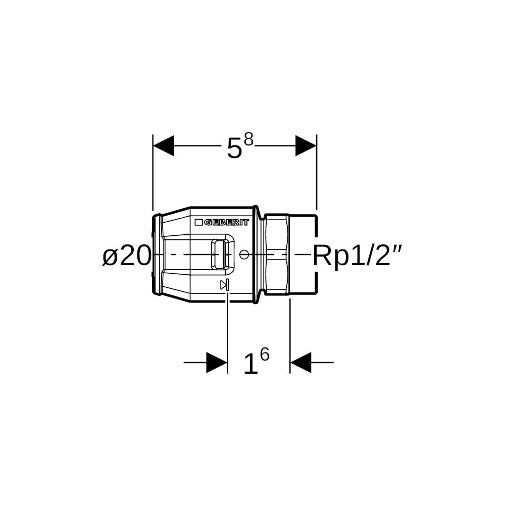 Geberit PushFit Übergang mit Innengewinde CW617N, d 20mm, Rp 1/2″... GEBERIT-651561001 4025416715894 (Abb. 5)
