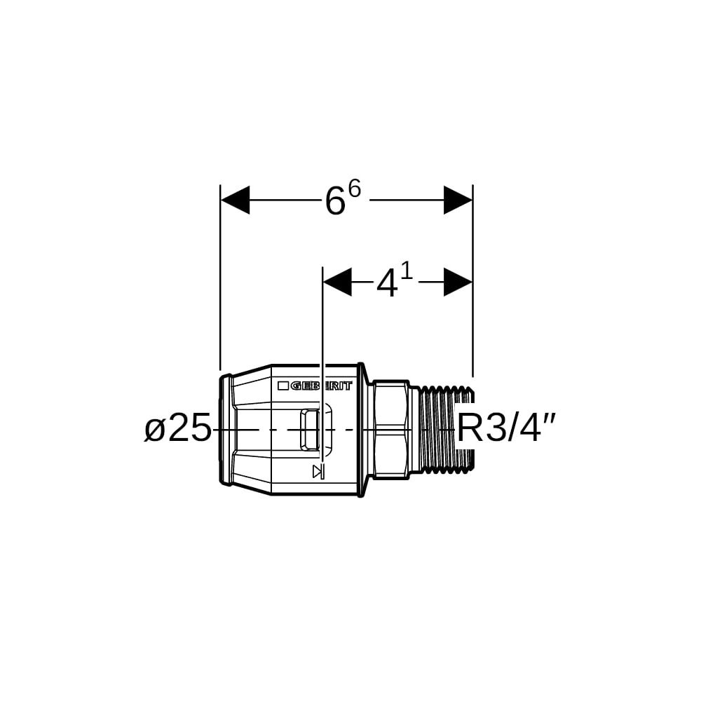 Geberit PushFit Übergang mit Außengewinde, d 25mm, R 3/4″, Rotguss bleifrei... GEBERIT-652532001 4025416725626 (Abb. 5)