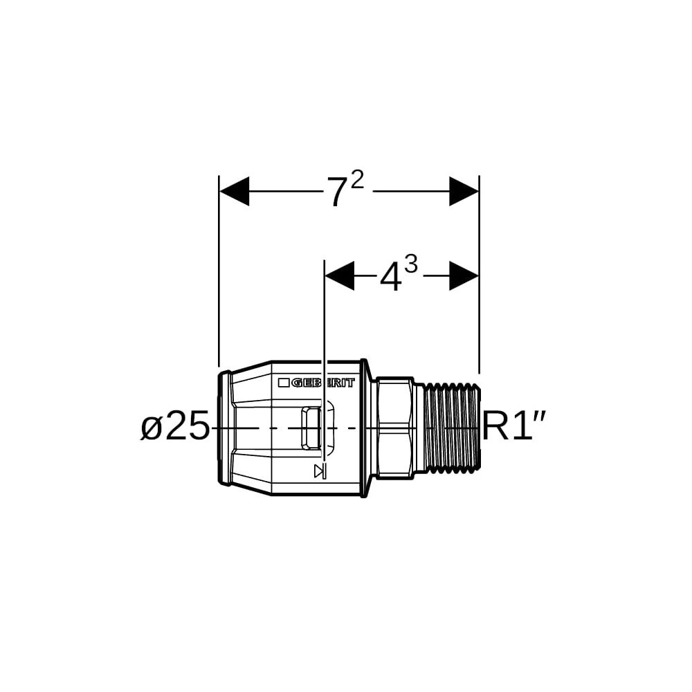 Geberit PushFit Übergang mit Außengewinde, d 25mm, R 1″, Rotguss bleifrei... GEBERIT-652533001 4025416725954 (Abb. 5)