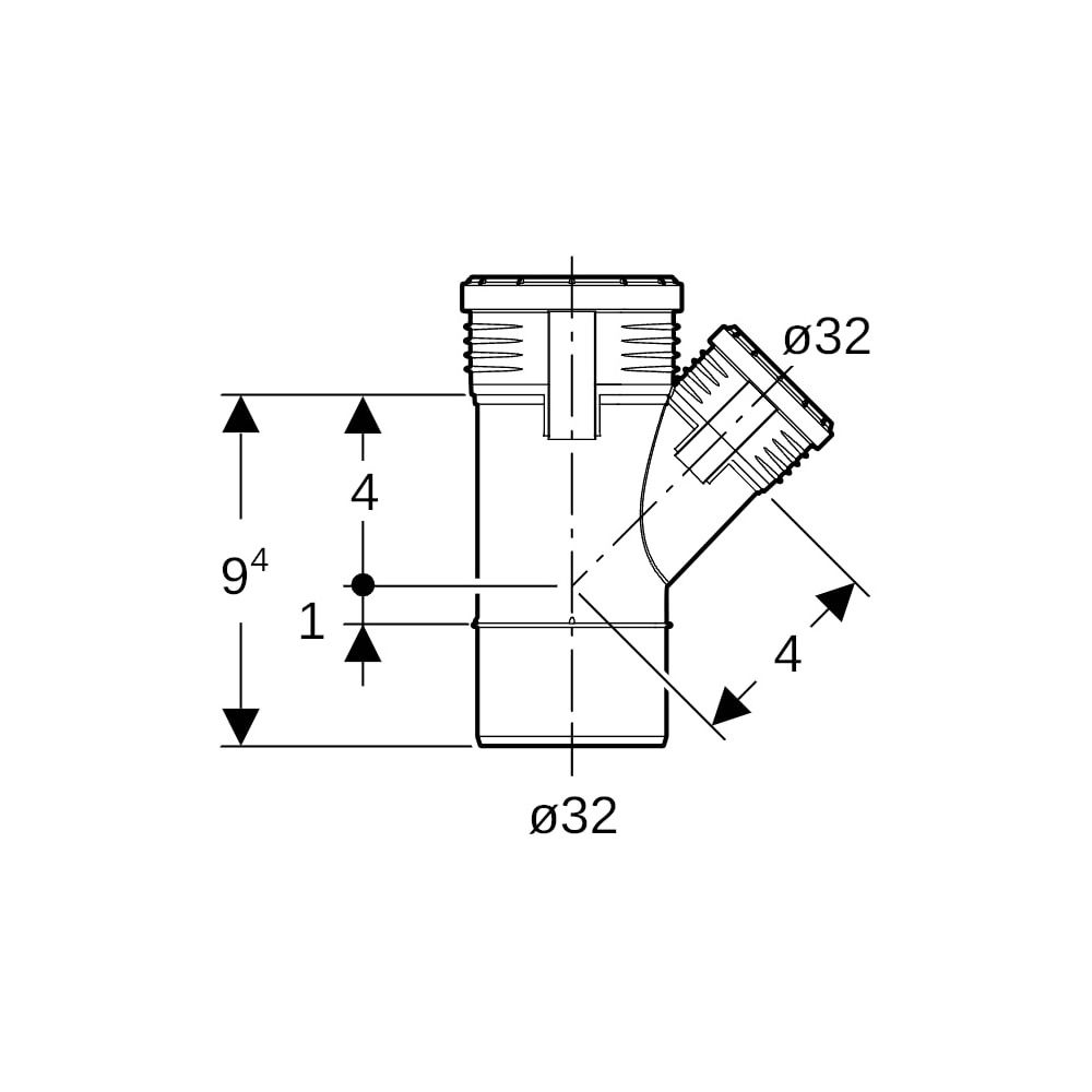 Geberit Silent-PP Abzweig 45 Grad Außendurchmesser Außendurchmesser 32mm... GEBERIT-390030141 4025416084709 (Abb. 5)