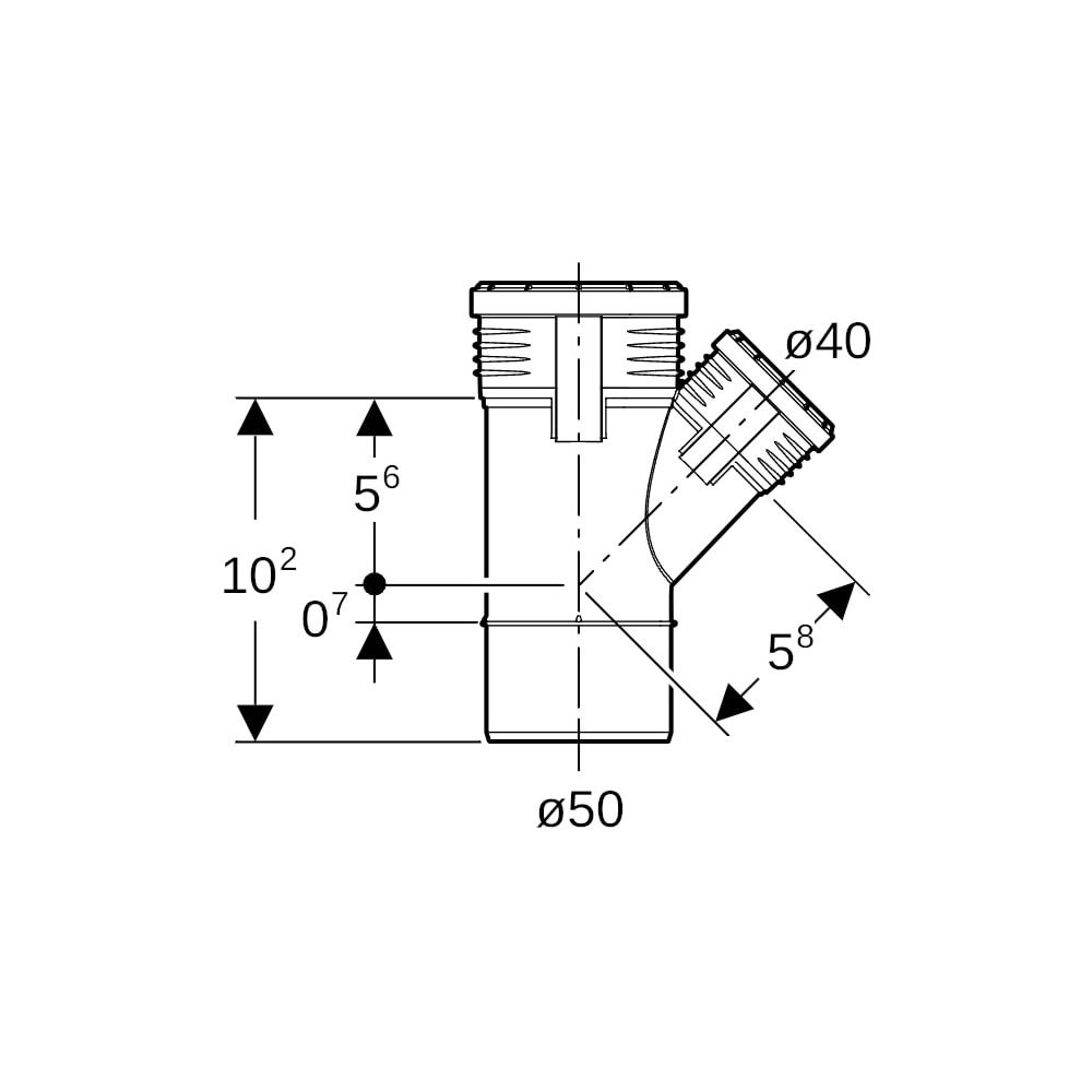 Geberit Silent-PP Abzweig 45 Grad Außendurchmesser Außendurchmesser 50mm, d1 40mm... GEBERIT-390231141 4025416936435 (Abb. 5)