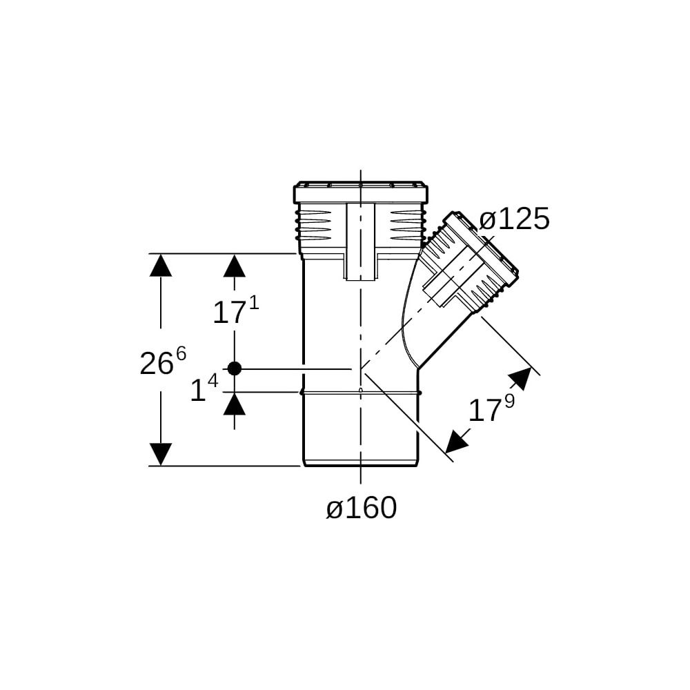 Geberit Silent-PP Abzweig 45 Grad, d 160mm, d1 125mm... GEBERIT-390736141 4025416085584 (Abb. 5)