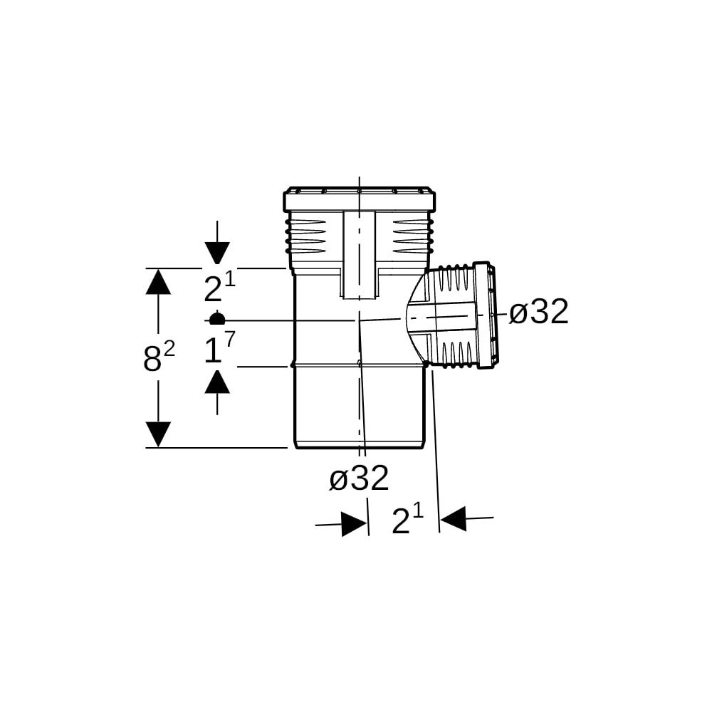 Geberit Silent-PP Abzweig 87, 5 Grad Außendurchmesser Außendurchmesser 32mm... GEBERIT-390046141 4025416971184 (Abb. 5)
