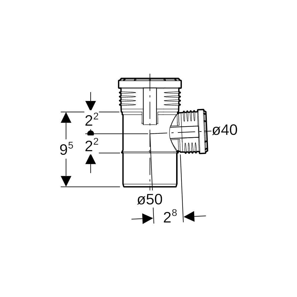 Geberit Silent-PP Abzweig 87,5 Grad Außendurchmesser Außendurchmesser 50mm, d1 40mm... GEBERIT-390247141 4025416936459 (Abb. 5)