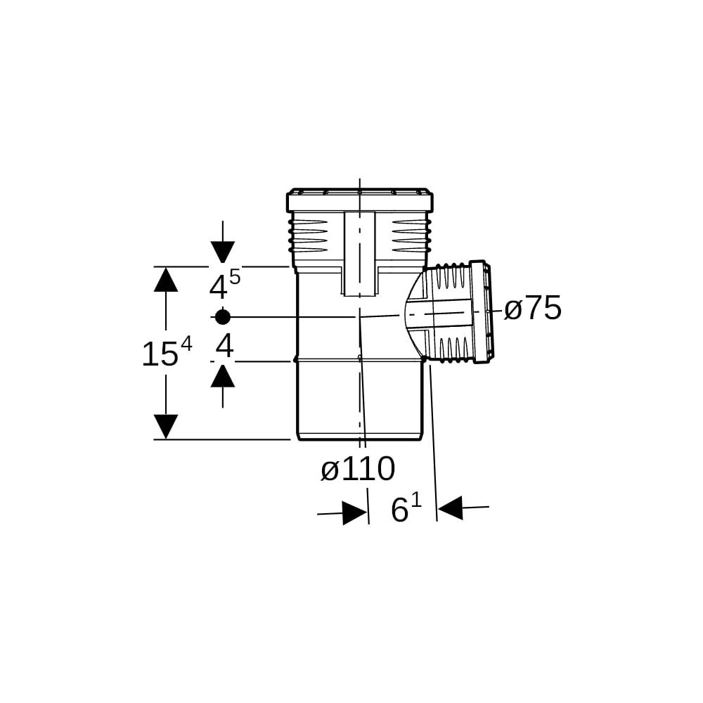 Geberit Silent-PP Abzweig 87,5 Grad Außendurchmesser 110mm, d1 75mm... GEBERIT-390549141 4025416937500 (Abb. 5)