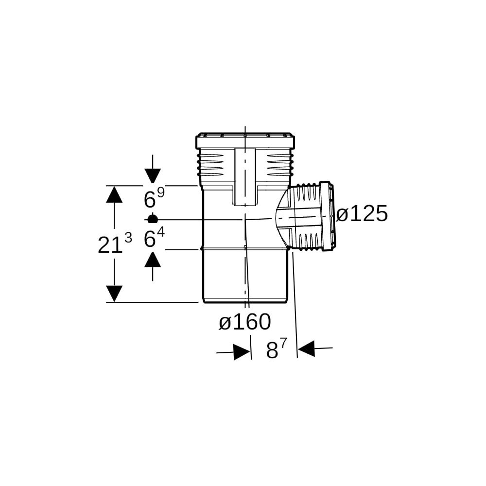 Geberit Silent-PP Abzweig 87,5 Grad, d 160mm, d1 125mm... GEBERIT-390752141 4025416085331 (Abb. 5)