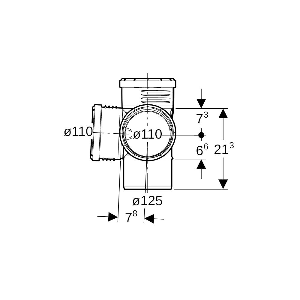 Geberit Silent-PP Eckabzweig 87,5 Grad Außendurchmesser 125mm, d1 110mm, d2 110mm... GEBERIT-390662141 4025416085355 (Abb. 7)