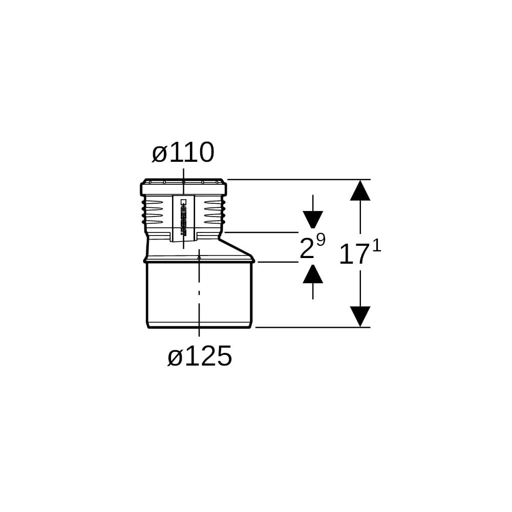 Geberit Silent-PP Reduktion exzentrisch Außendurchmesser 125mm... GEBERIT-390675141 4025416085393 (Abb. 7)