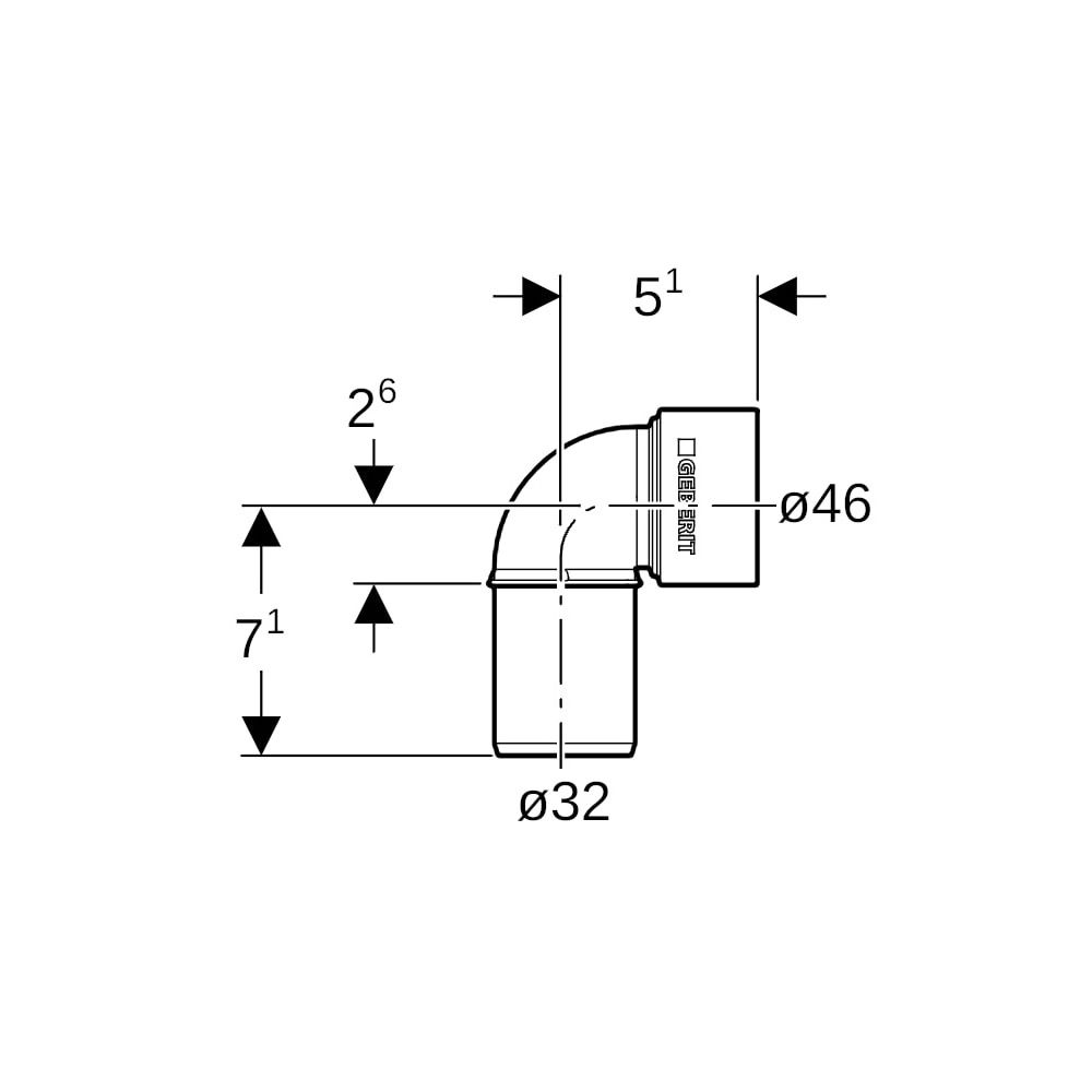 Geberit Silent-PP Anschlussbogen 90 Grad Außendurchmesser Außendurchmesser 32mm... GEBERIT-390083141 4025416085546 (Abb. 5)