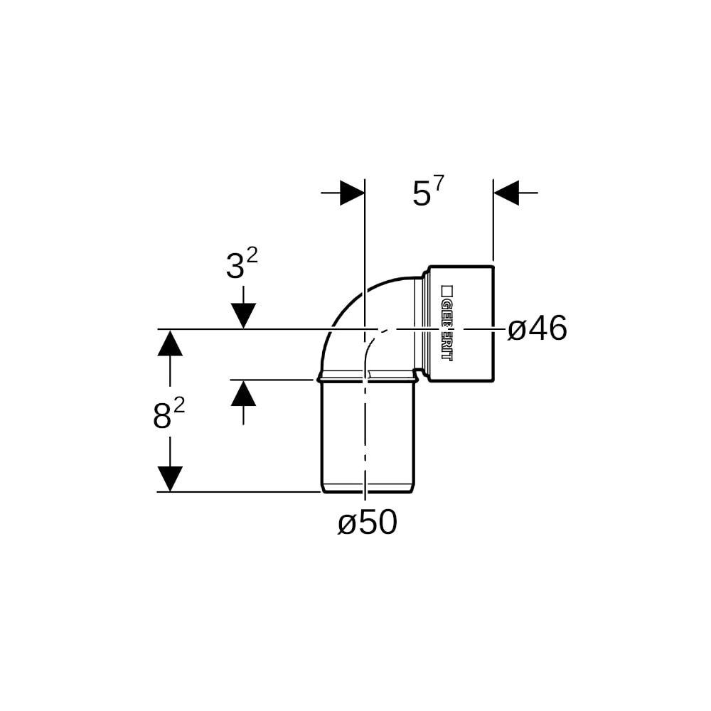 Geberit Silent-PP Anschlussbogen 90 Grad Außendurchmesser Außendurchmesser 50mm, d1 ... GEBERIT-390283141 4025416936503 (Abb. 5)