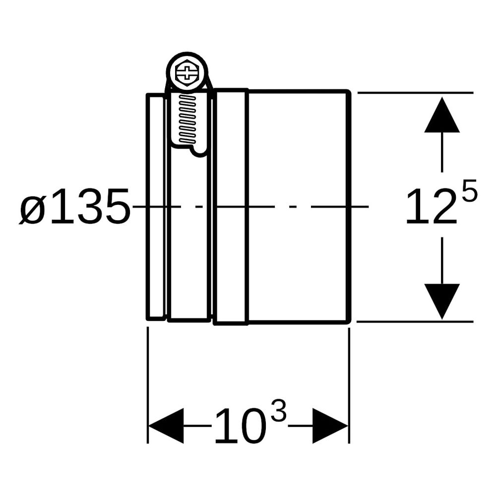 Geberit Silent-PP Übergangsmanschette auf Guss Außendurchmesser 135mm... GEBERIT-390695141 4025416971467 (Abb. 6)