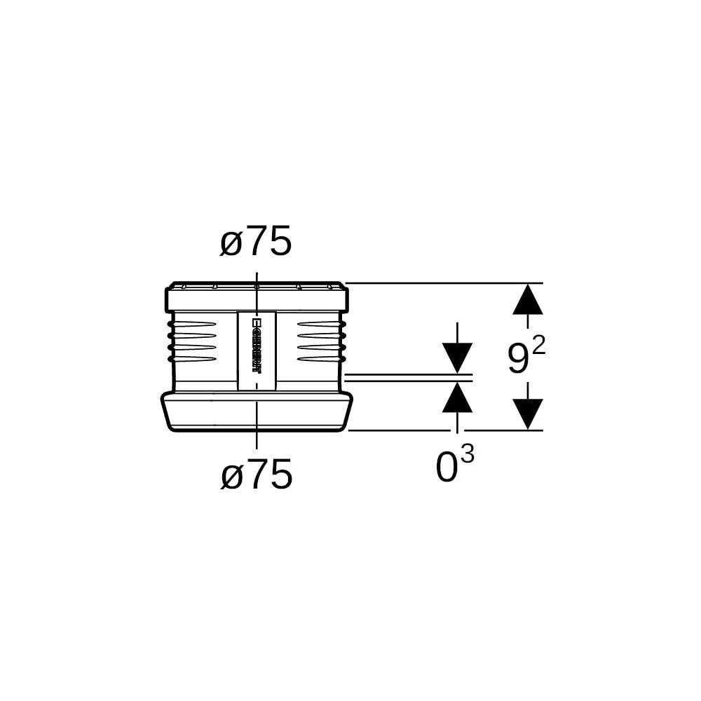 Geberit Übergangsmuffe auf Geberit Silent db20 Außendurchmesser 75mm, d1 75mm... GEBERIT-390396141 4025416728269 (Abb. 5)