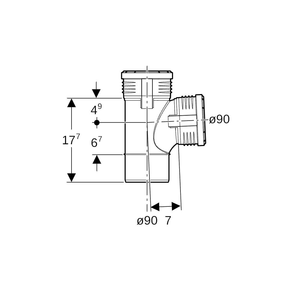 Geberit Silent-PP Bogenabzweig 87,5 Grad Außendurchmesser Außendurchmesser 90mm, d1 ... GEBERIT-390454141 4025416937111 (Abb. 5)