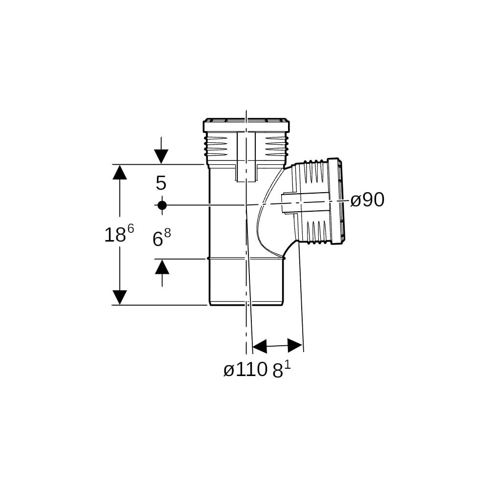 Geberit Silent-PP Bogenabzweig 87,5 Grad Außendurchmesser 110mm, d1 90mm... GEBERIT-390554141 4025416937517 (Abb. 5)