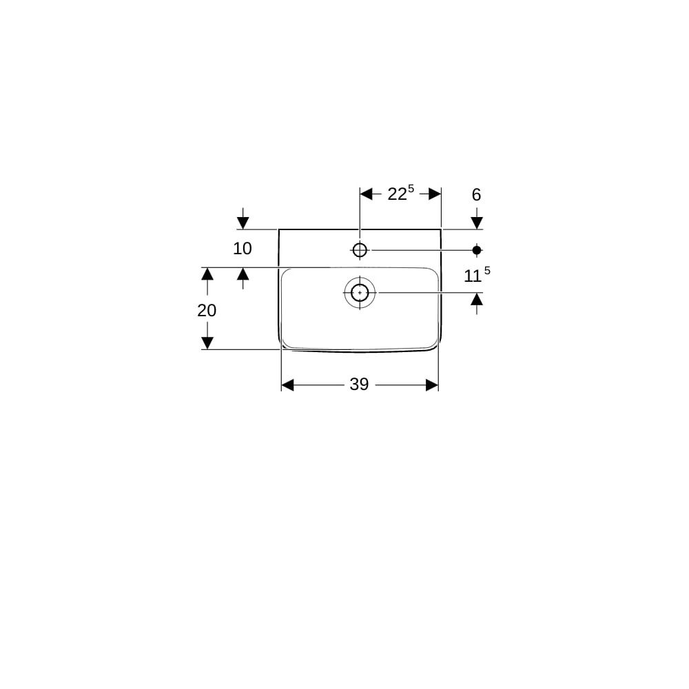 Geberit Renova Plan Handwaschbecken, 45x17x34cm, Hahnloch mittig, Überlauf sichtbar,... GEBERIT-501624001 4025410857941 (Abb. 7)