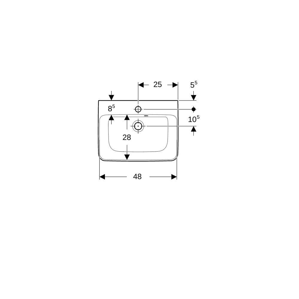 Geberit Renova Plan Handwaschbecken mit asymmetrischem Überlauf, 50x16,5x38cm, Hahnl... GEBERIT-501628001 4025410858313 (Abb. 7)